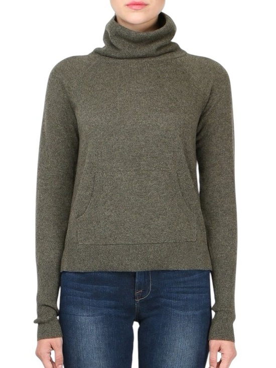 Veronica Beard Sweaters - Veronica Beard Oliver Cashmere Funnel Neck Cropped Sweater in Army Green - S